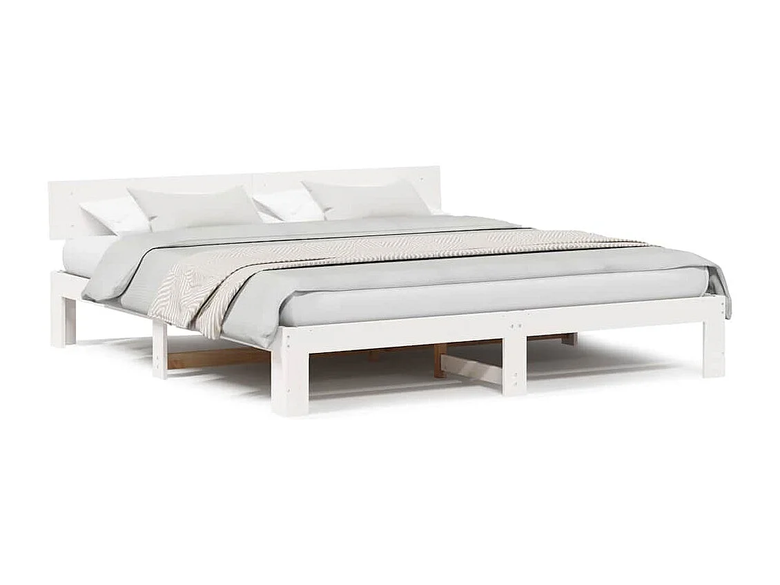 Cadre de lit Blanc 200 x 200 cm Bois de pin massif