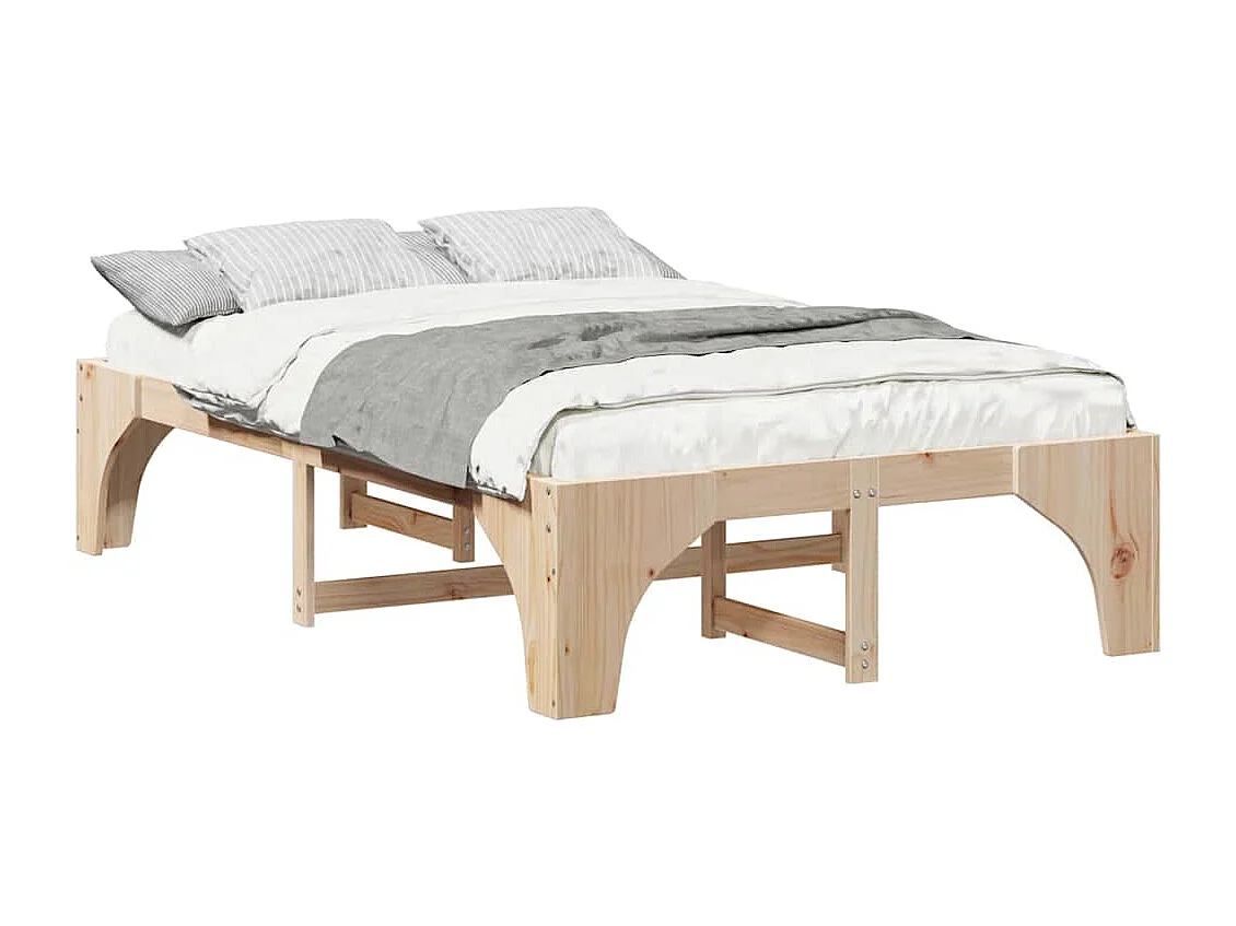 Verhoogd bedframe bruin 135 x 190 cm grenenhout