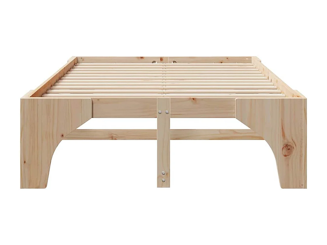 Verhoogd bedframe bruin 135 x 190 cm grenenhout