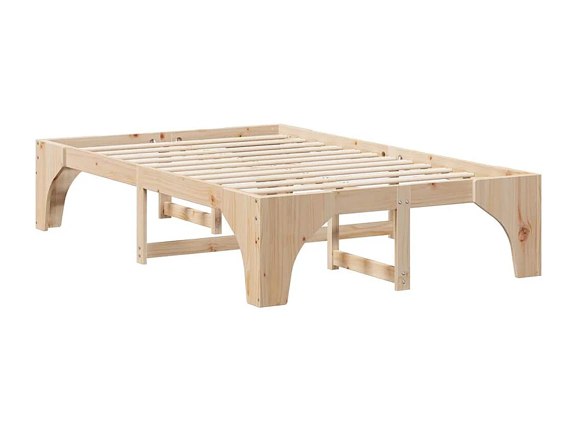 Struttura per letto rialzato marrone 135 x 190 cm in legno di pino