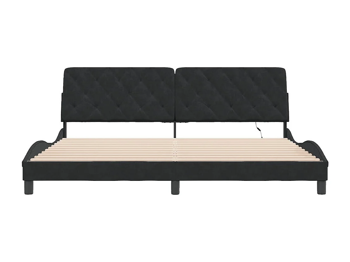 Estructura de cama con luces LED terciopelo negro 200x200 cm