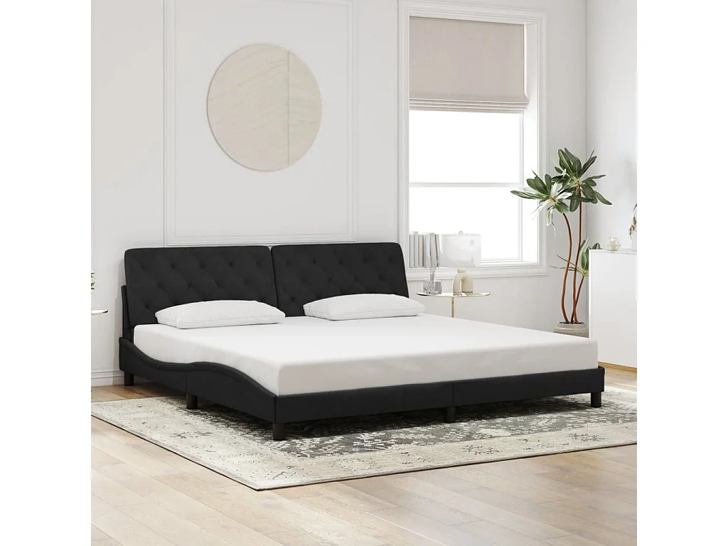 Cadre de lit avec lumières LED noir 200x200 cm velours