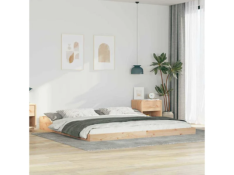 Bettgestell 200 x 200 cm, Kiefer massiv, Braun