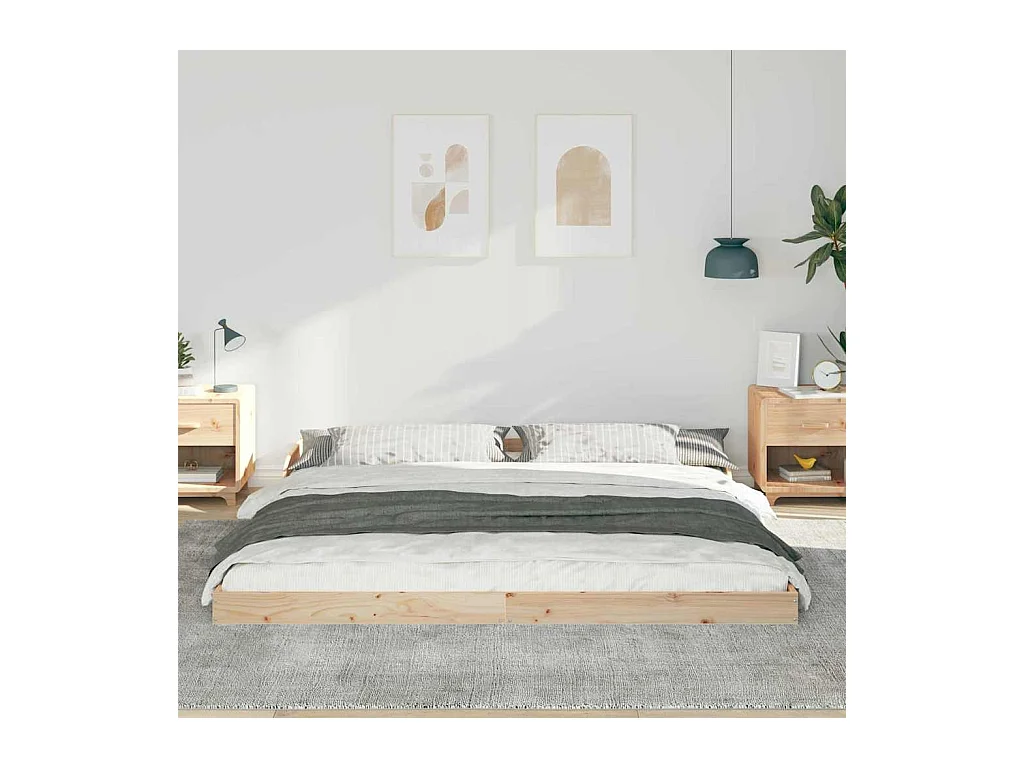 Bettgestell 200 x 200 cm, Kiefer massiv, Braun