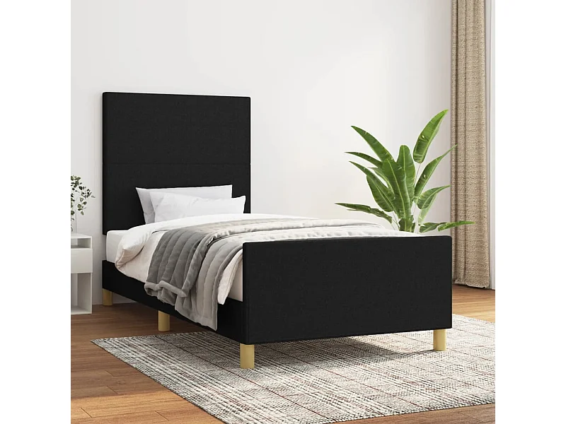 Cadre de lit sans matelas noir 90x200 cm tissu