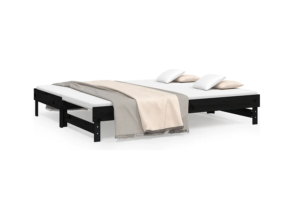 Schuifbed zonder matras zwart 2x(80x200)cm