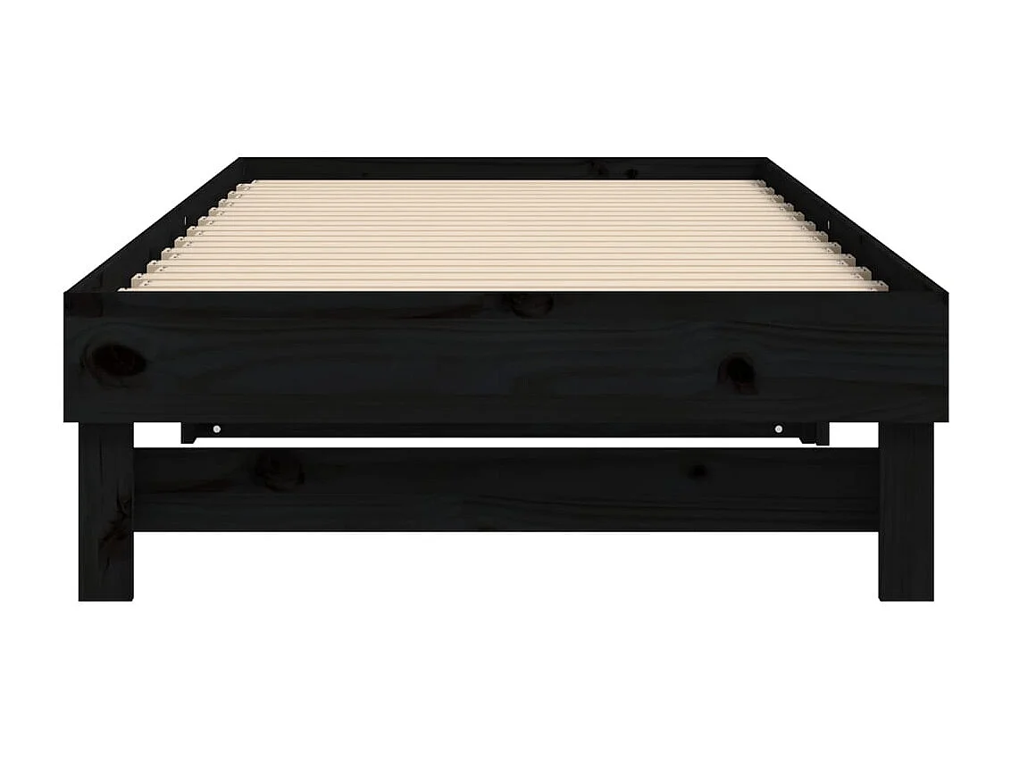Lit coulissant sans matelas noir 2x(80x200)cm