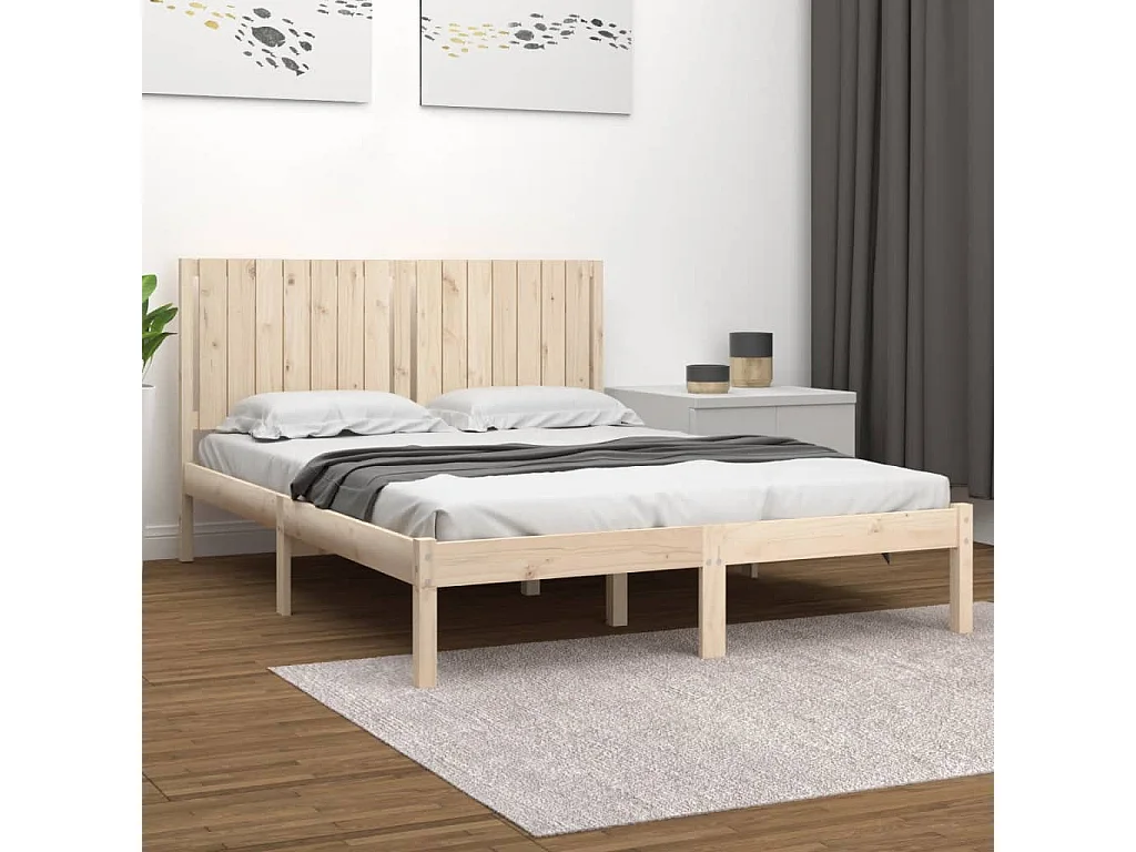 Estructura de cama sin colchón 160x200 cm madera maciza de pino