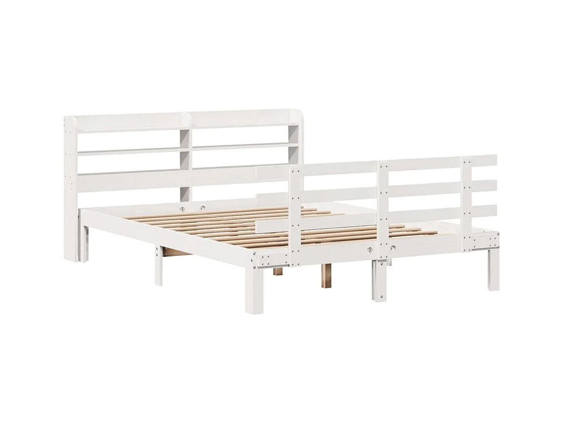 Bedframe met hoofdbord zonder matras wit 160x200 cm