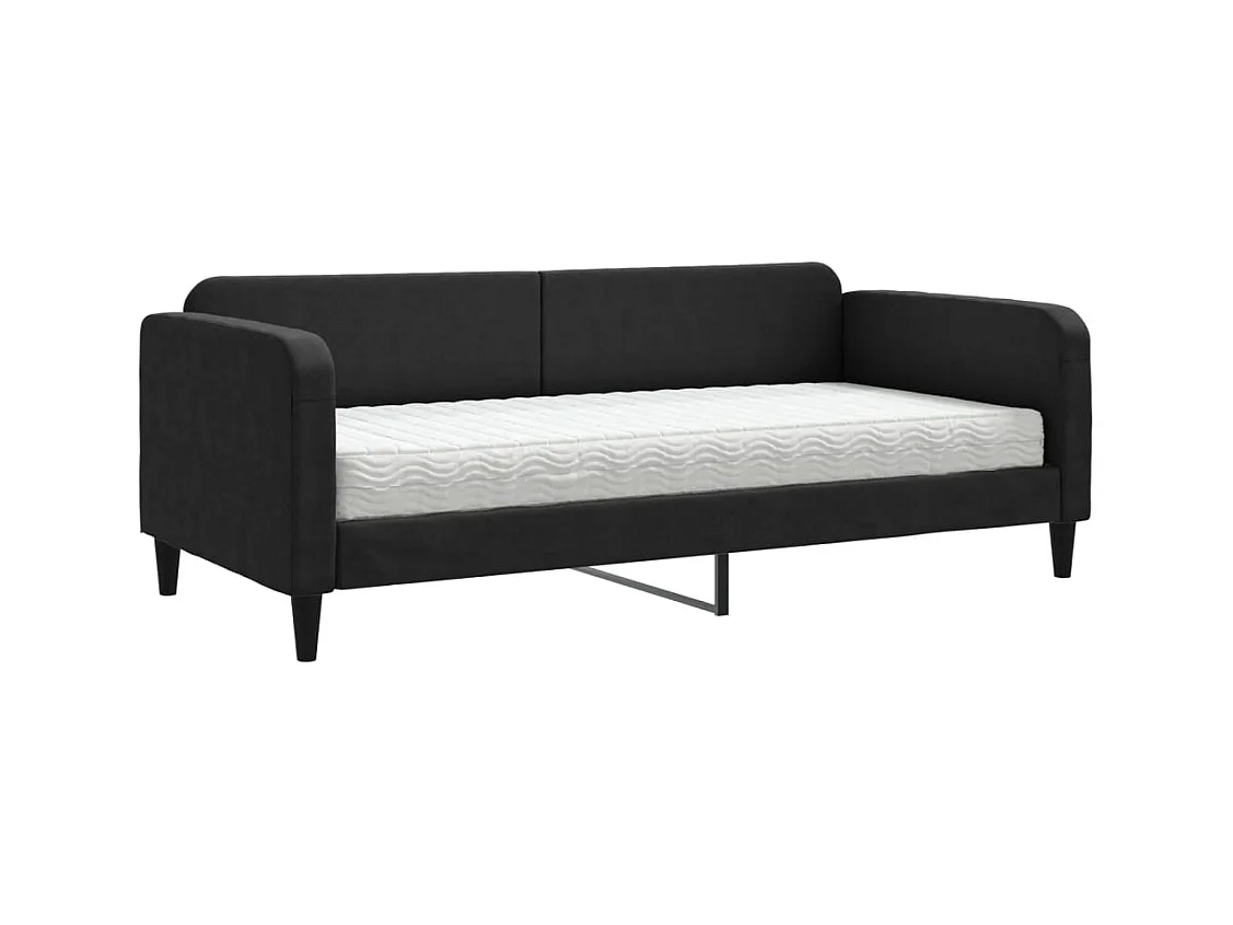 Divano letto con materasso in tessuto nero 90x200 cm