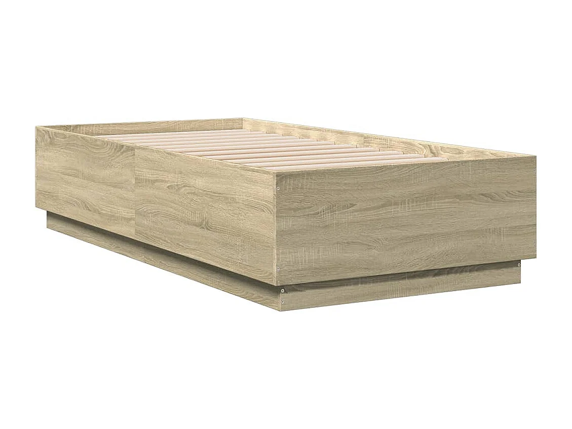 Estructura de cama con LED sin colchón roble Sonoma 90x190 cm