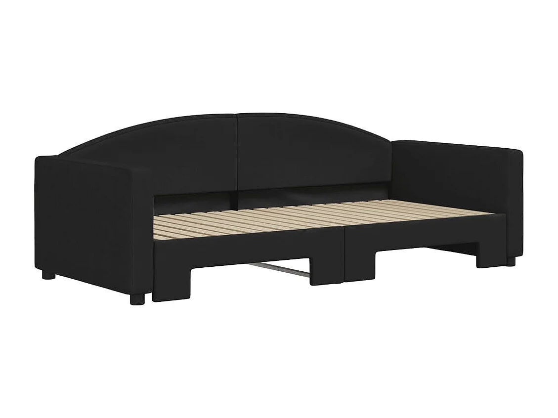 Divano letto con letto estraibile nero 90x190 cm in tessuto