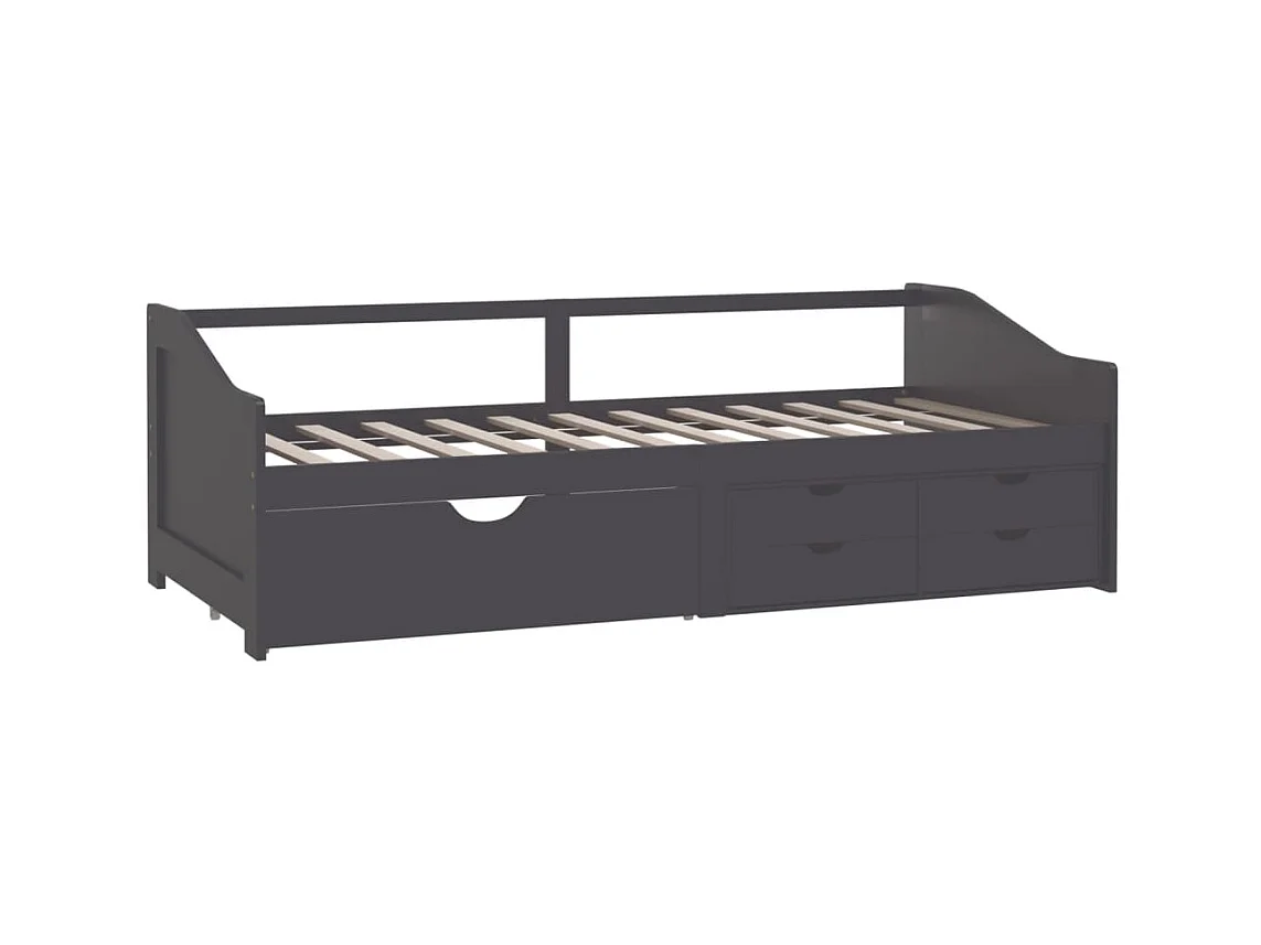 3-zits slaapbank met lades Grijs Massief grenen 90x200 cm
