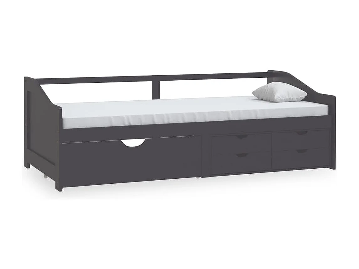 3-zits slaapbank met lades Grijs Massief grenen 90x200 cm