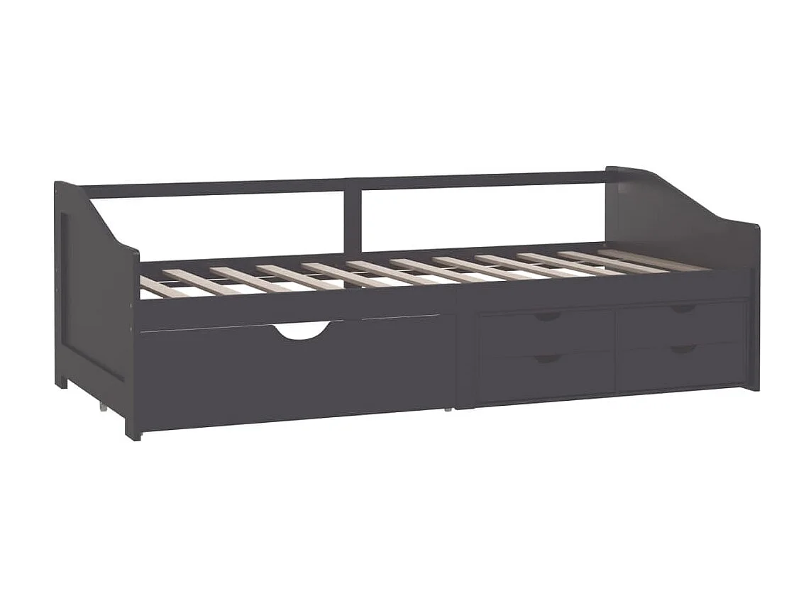 3-zits slaapbank met lades Grijs Massief grenen 90x200 cm