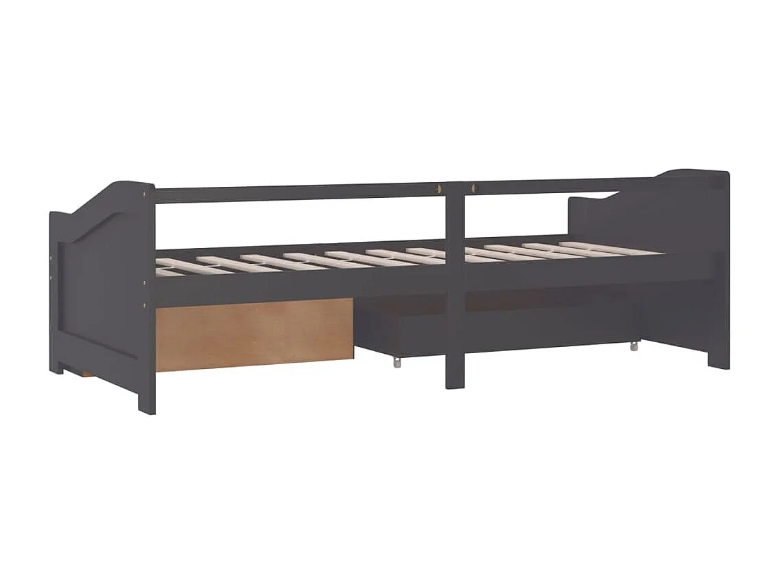 3-zits slaapbank met lades Grijs Massief grenen 90x200 cm