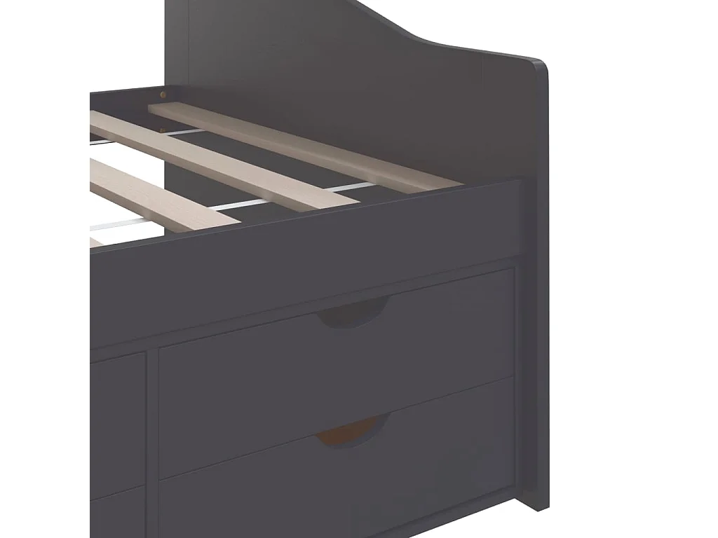 3-zits slaapbank met lades Grijs Massief grenen 90x200 cm