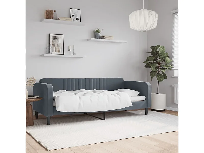 Lit de repos gris foncé 80x200 cm velours
