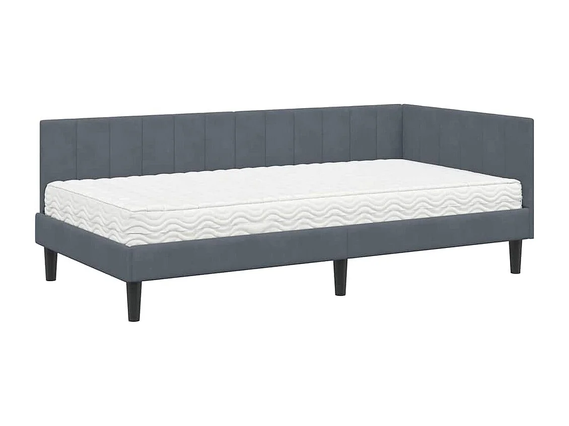 Donkergrijs hoekbedframe 90 x 200 cm fluweel