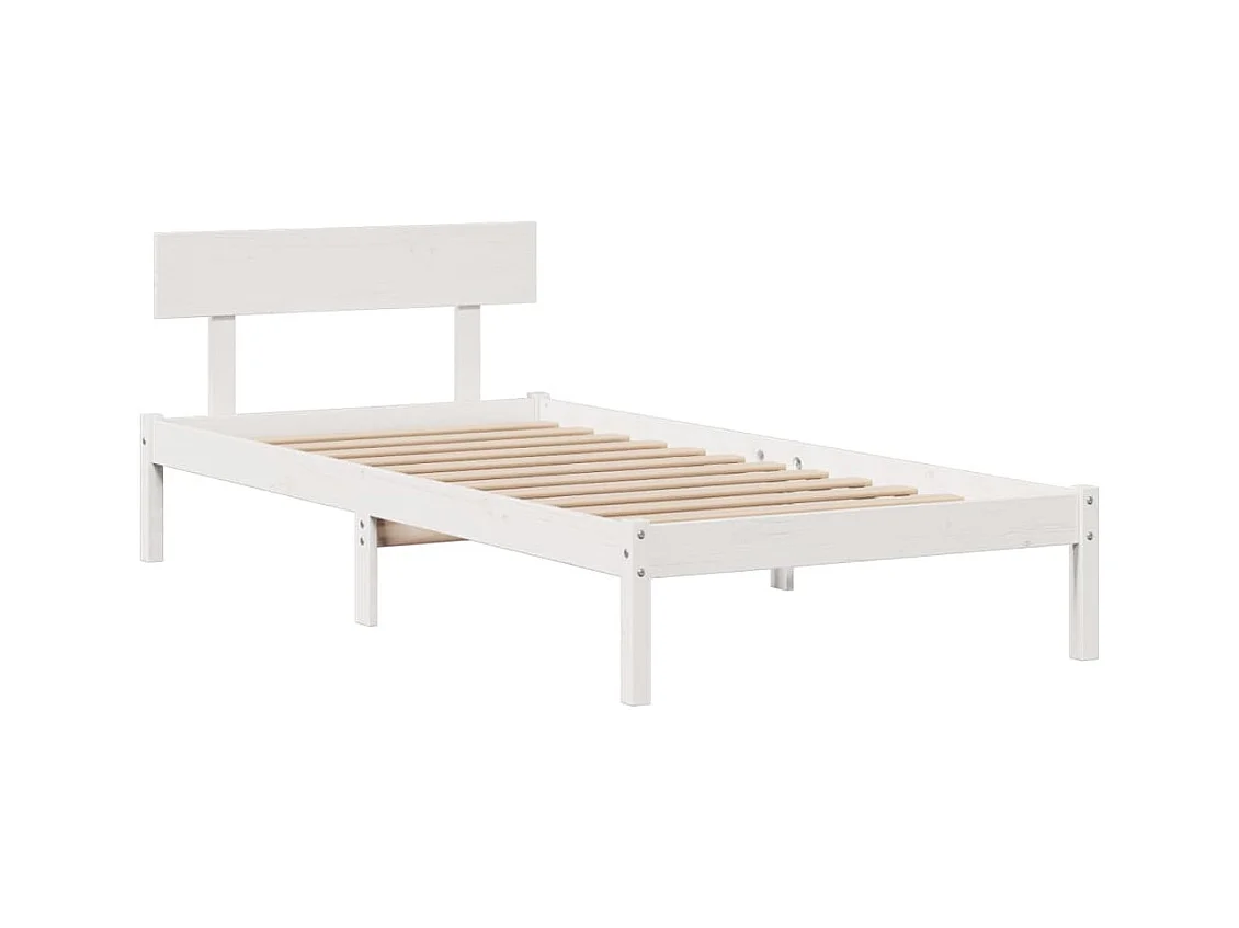 Letto libreria bianco senza materasso 90x190cm in legno massello di pino