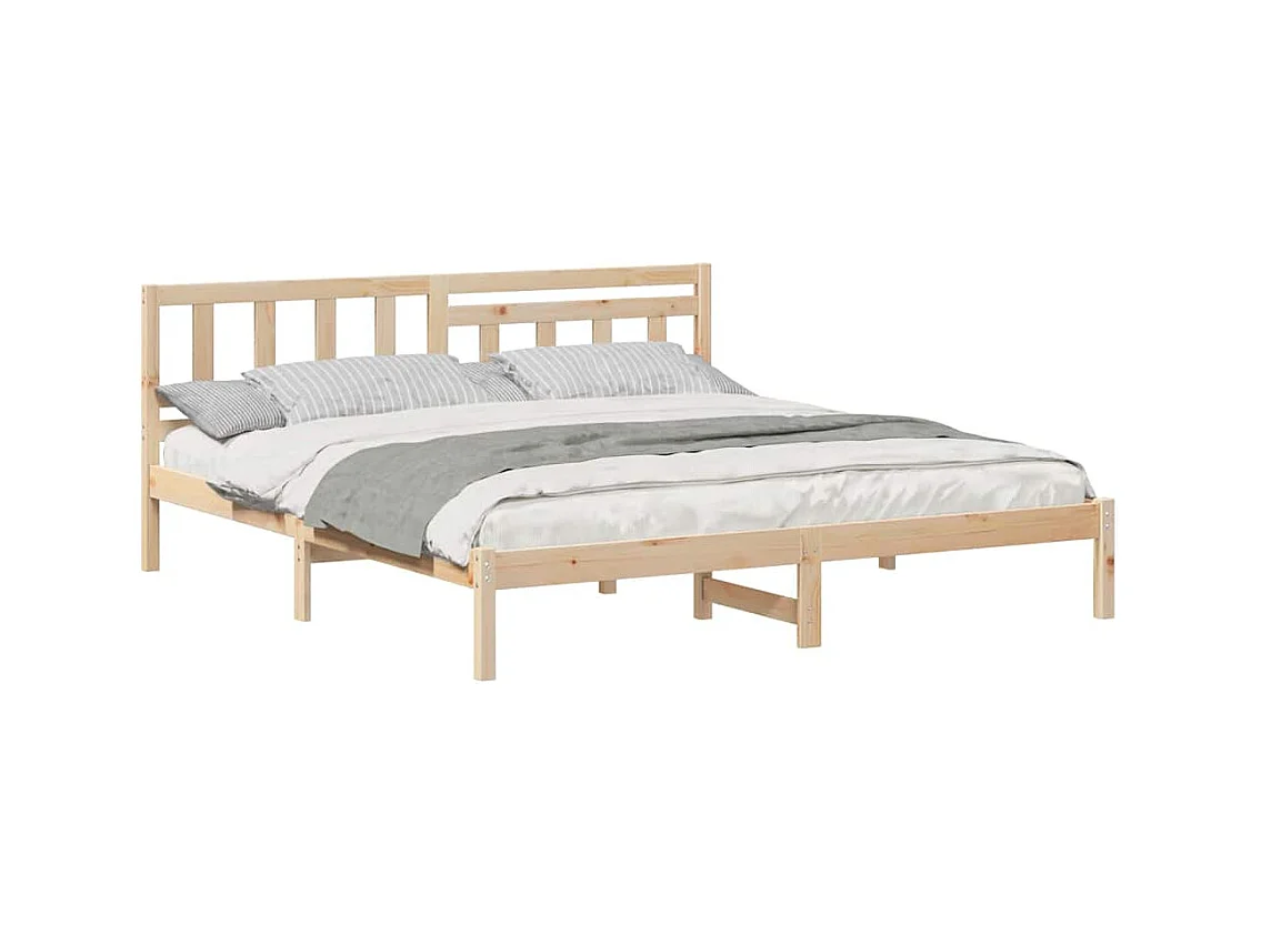 Bruin bedframe 140 x 200 cm massief grenenhout