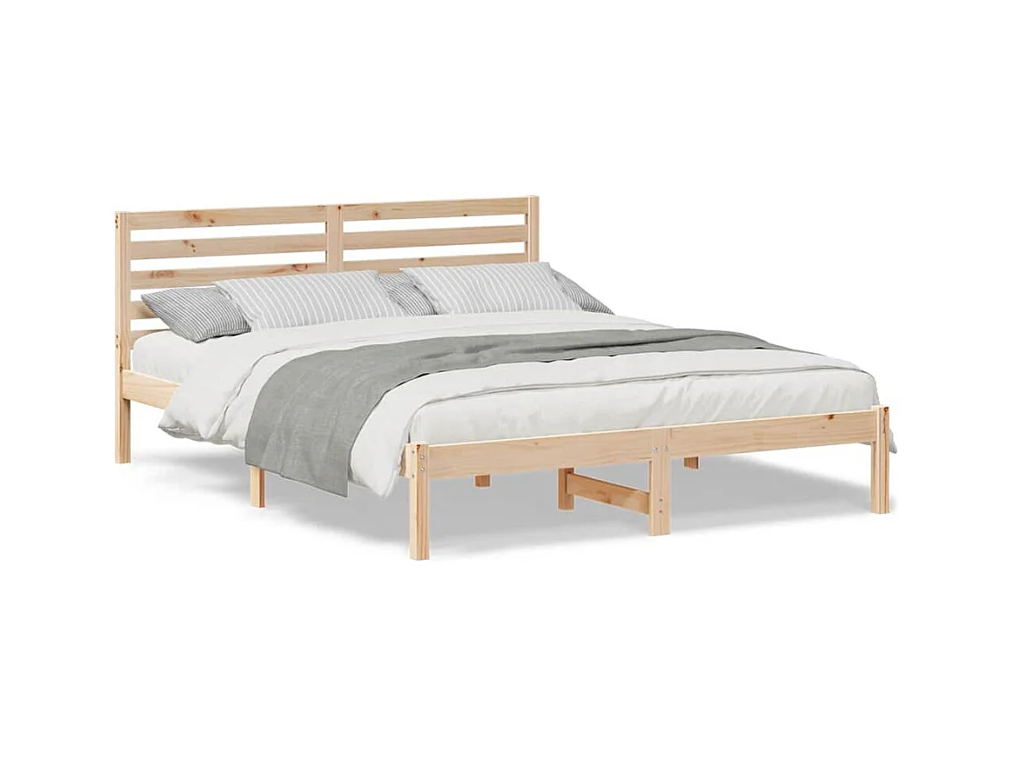 Bruin bedframe 140 x 200 cm massief grenenhout
