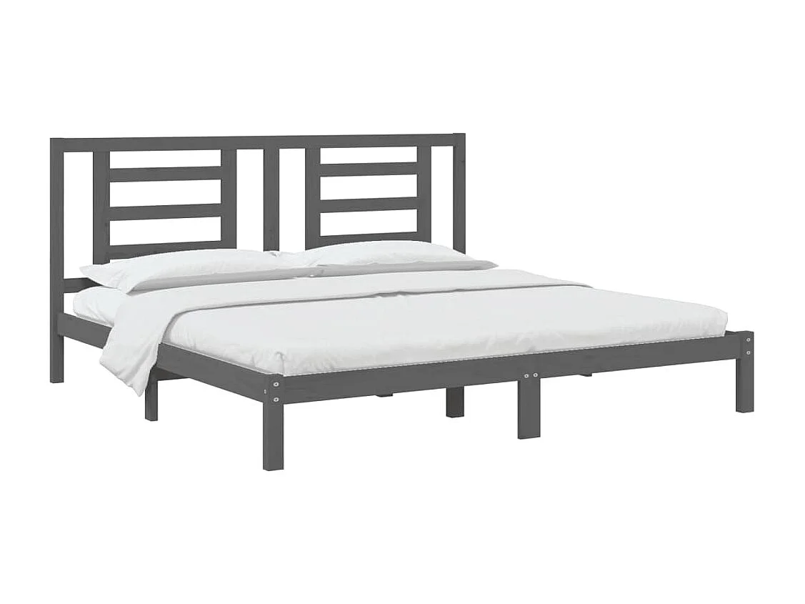 Bedframe zonder matras grijs 200x200 cm massief grenenhout