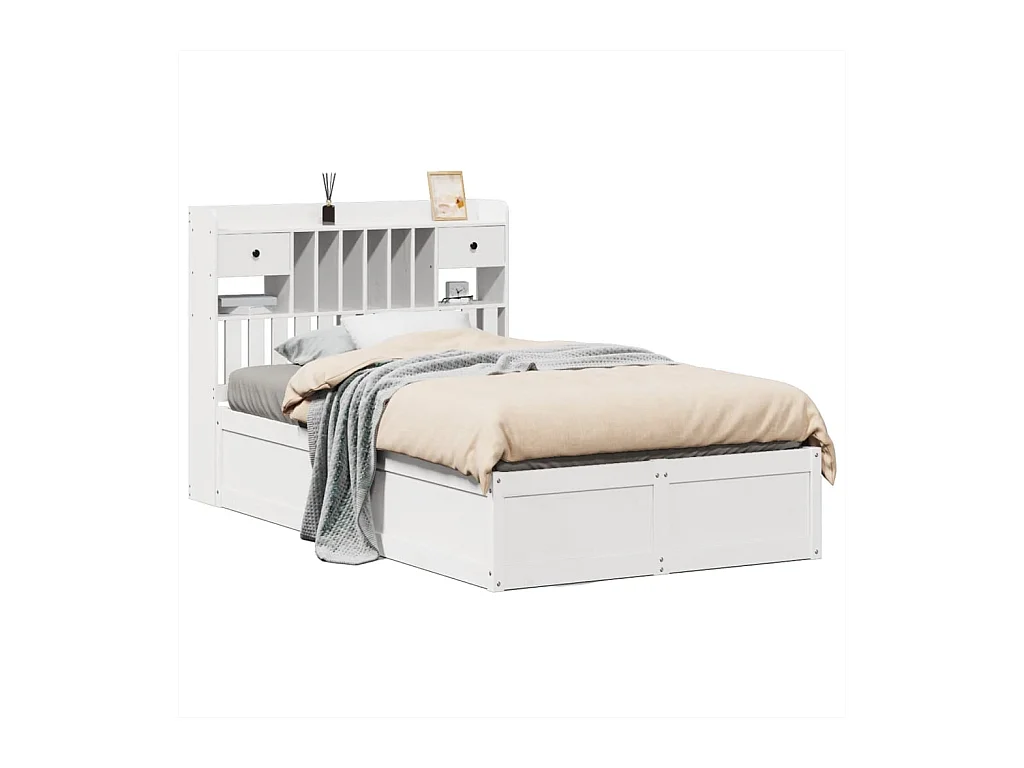 Struttura letto senza materasso bianco 135x190 cm in legno massello di pino