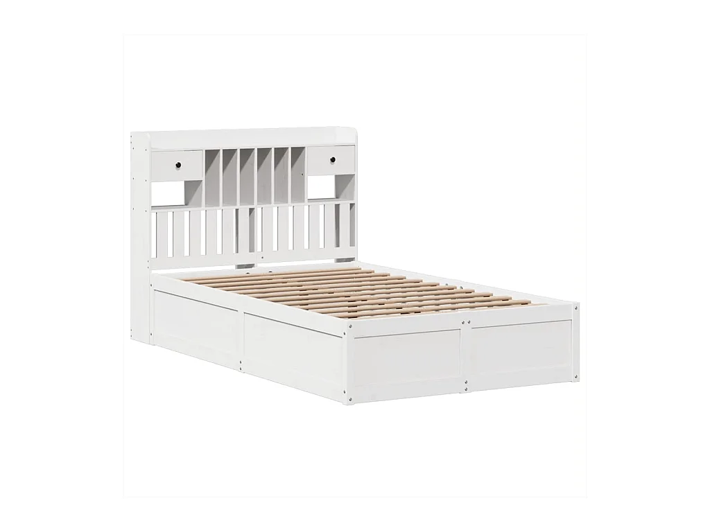 Struttura letto senza materasso bianco 135x190 cm in legno massello di pino