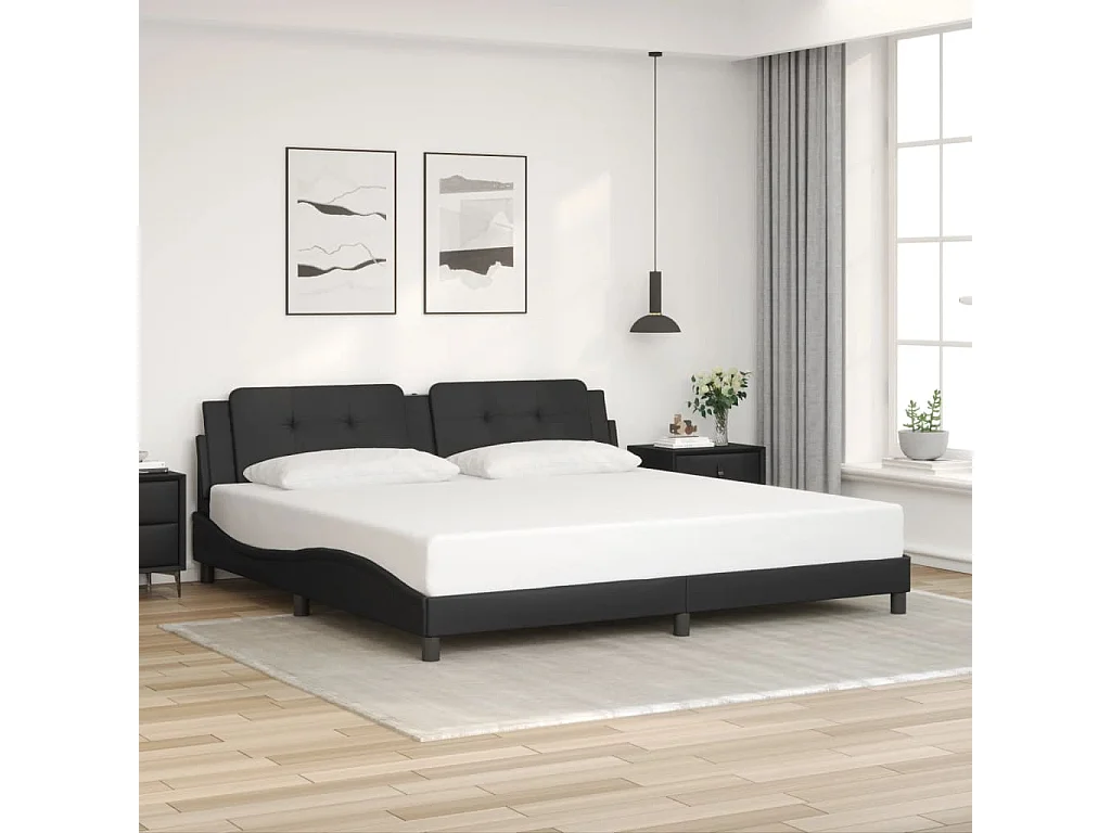 Cadre de lit avec LED sans matelas noir 200x200 cm