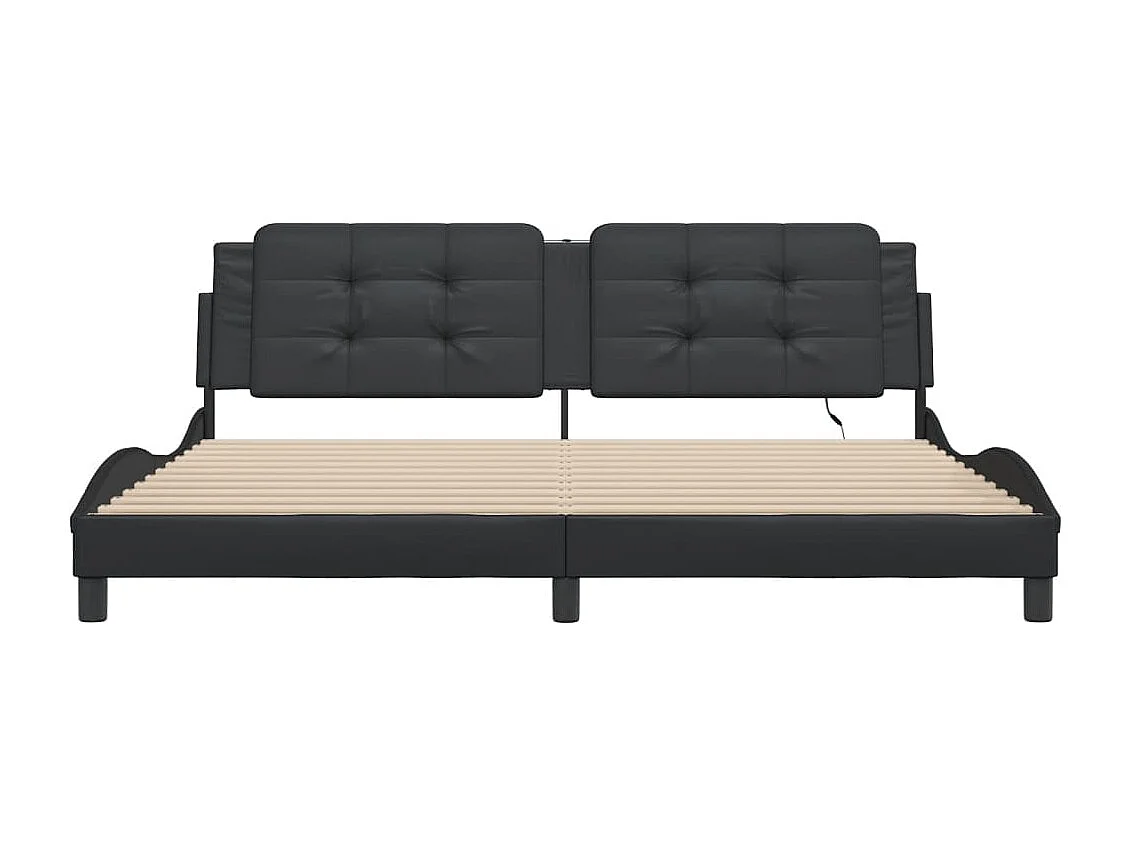 Cadre de lit avec LED sans matelas noir 200x200 cm