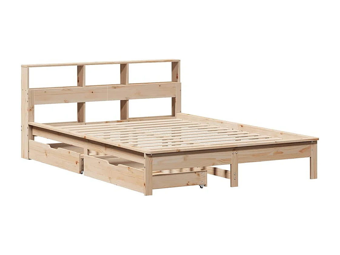 Bibliotheksbett ohne Matratze 140x200 cm Massivholz Kiefer