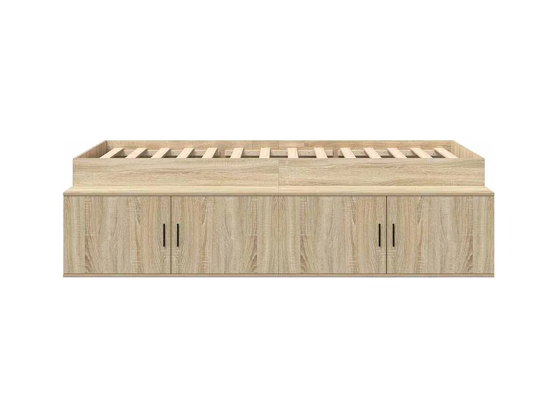 Estructura de cama con almacenaje roble Sonoma 90 x 190 cm
