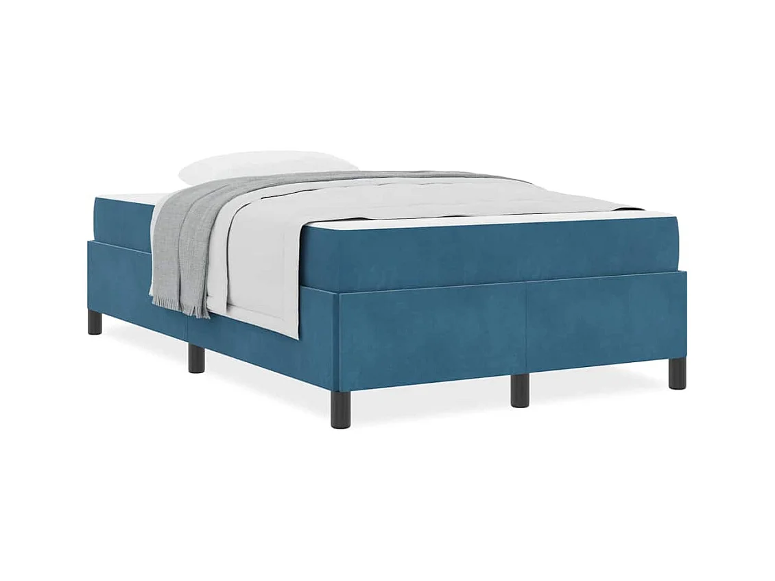 Donkerblauw en wit bedframe 120 x 200 cm fluweel