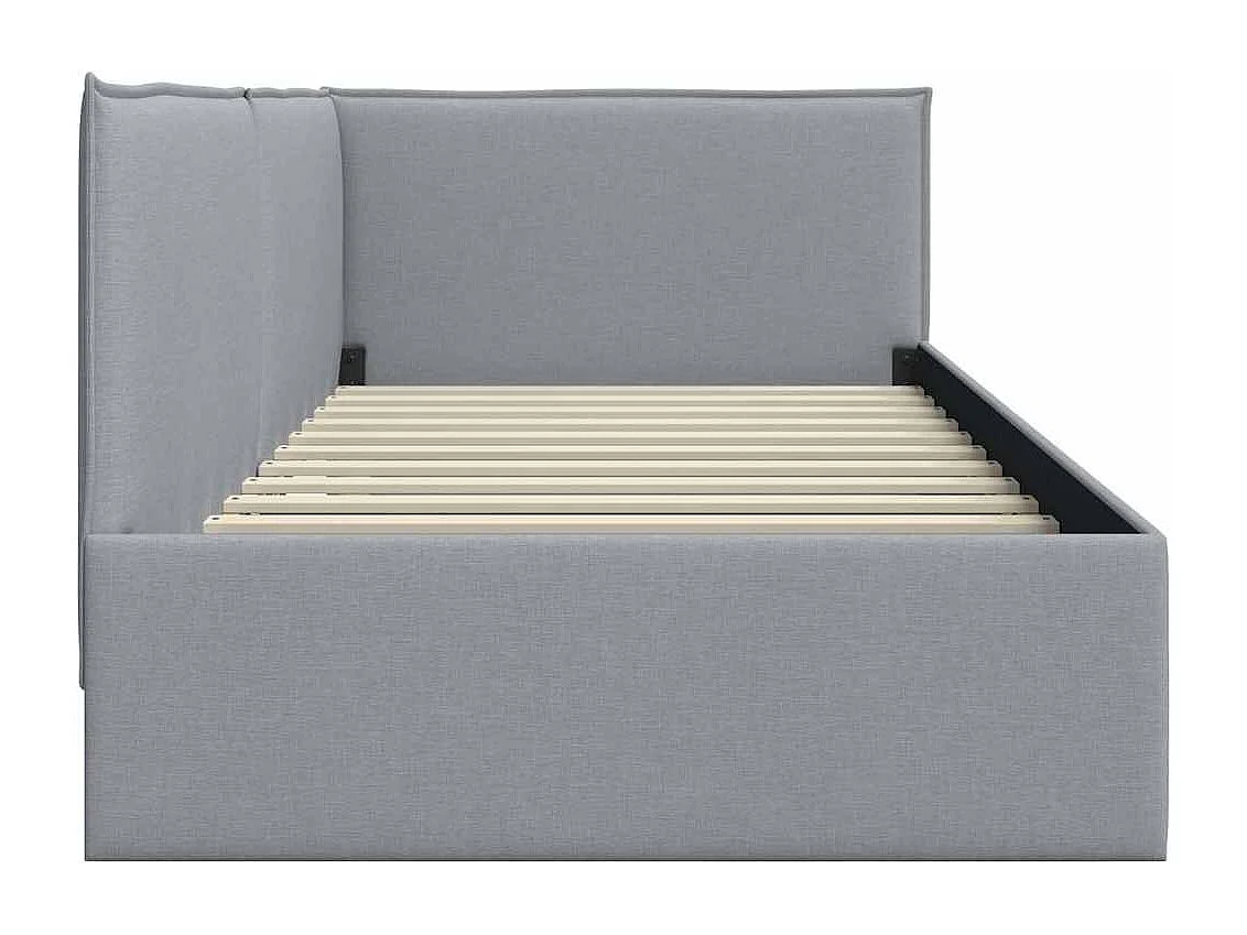 Cadre de lit d'angle Gris clair 90 x 190 cm tissu