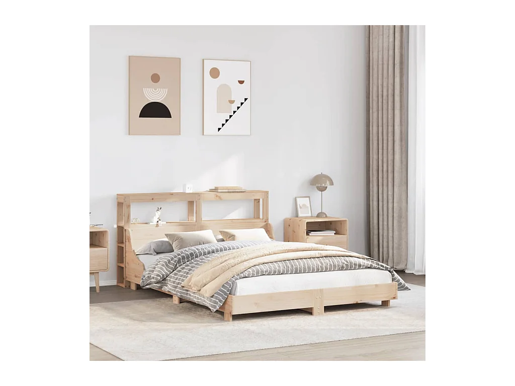 Estructura de cama sin colchón 120x200 cm madera maciza de pino