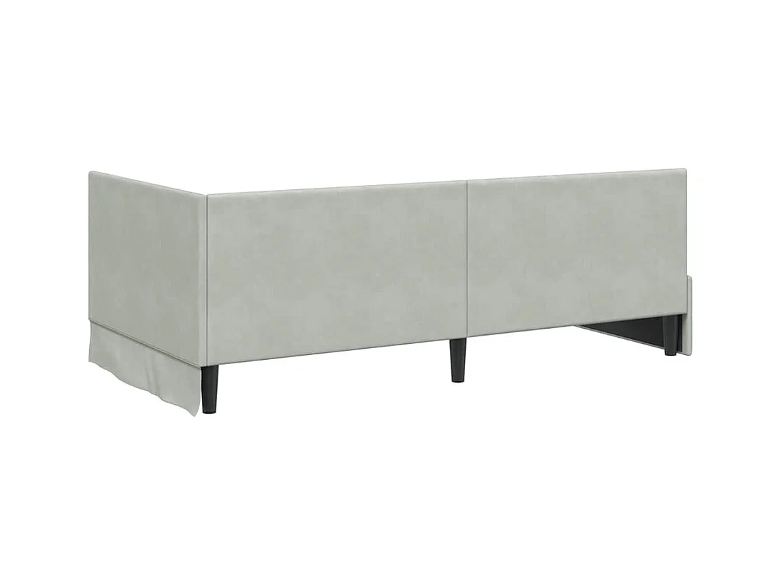 Struttura letto angolare grigio chiaro 90 x 190 cm velluto