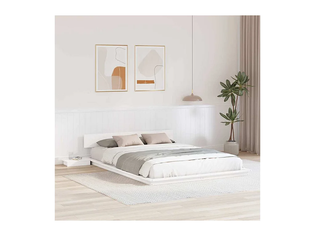 Struttura letto bianca 140 x 200 cm in legno