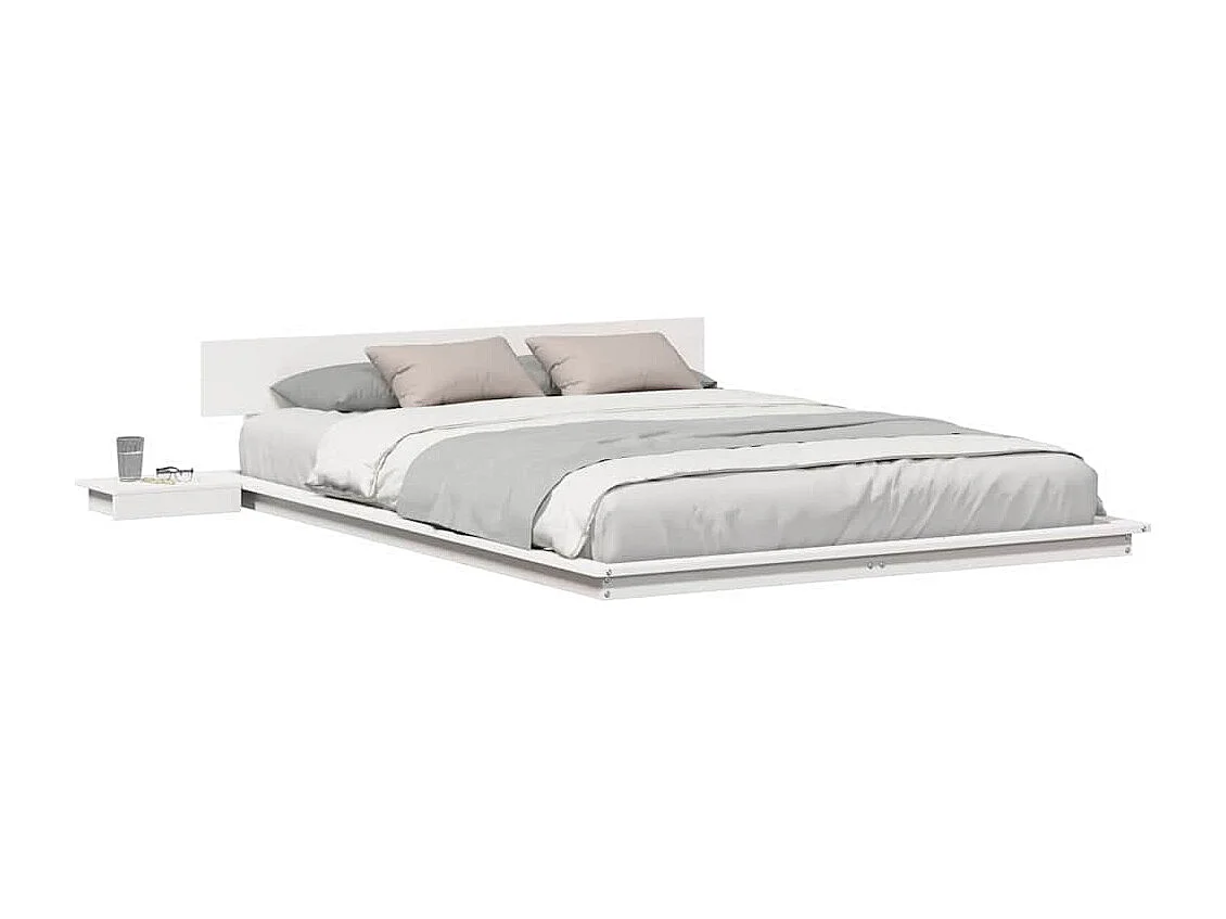 Estructura de cama blanca de madera de 140 x 200 cm