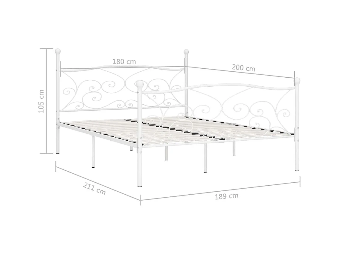 Estructura de cama y somier de láminas Metal Blanco 180 x 200 cm