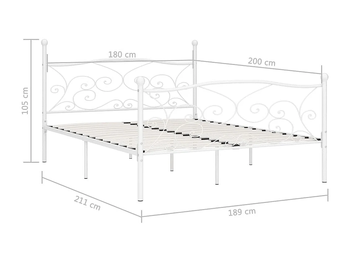 Estructura de cama y somier de láminas Metal Blanco 180 x 200 cm