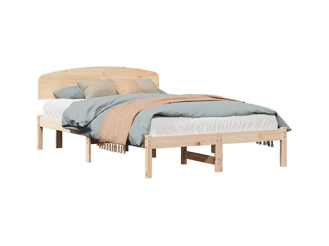Struttura letto marrone 140 x 190 cm in legno massello di pino