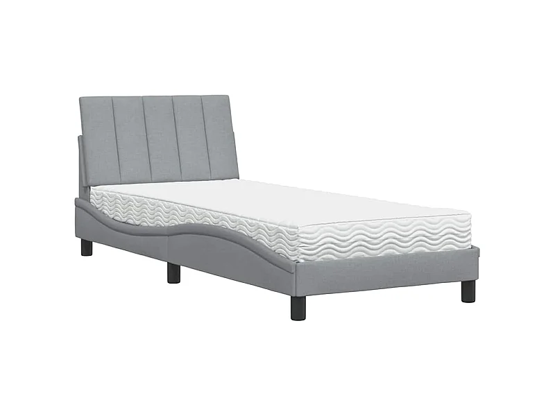 Letto con materasso grigio chiaro 90x200 cm tessuto
