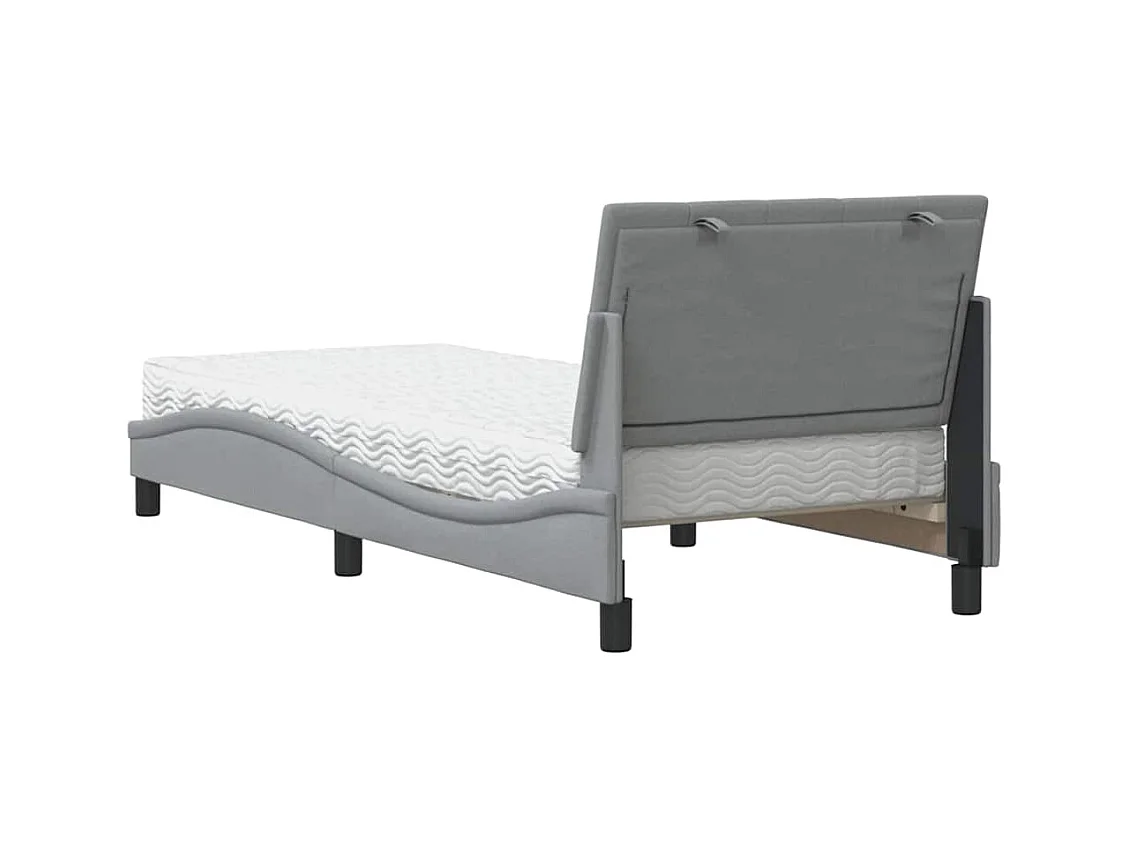 Letto con materasso grigio chiaro 90x200 cm tessuto