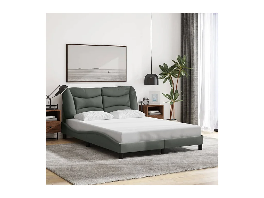 Bedframe zonder matras donkergrijs 140x190 cm stof