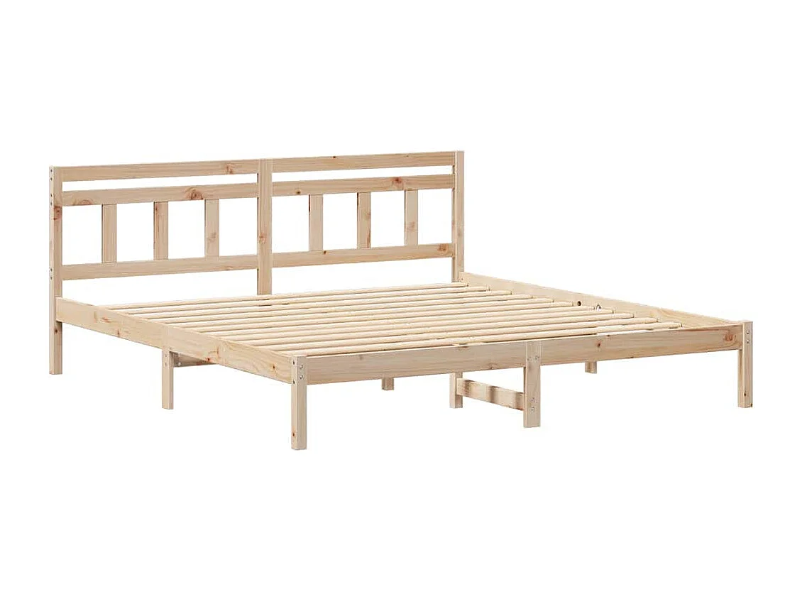 Estructura de cama con cabecero de madera de pino marrón