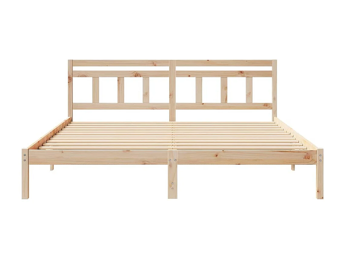 Estructura de cama con cabecero de madera de pino marrón