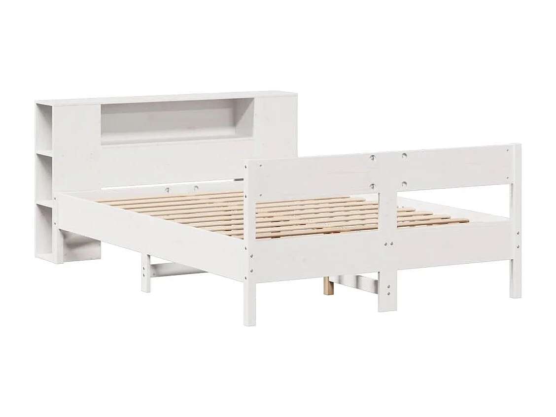Letto libreria bianco senza materasso 120x200 cm in legno massello di pino