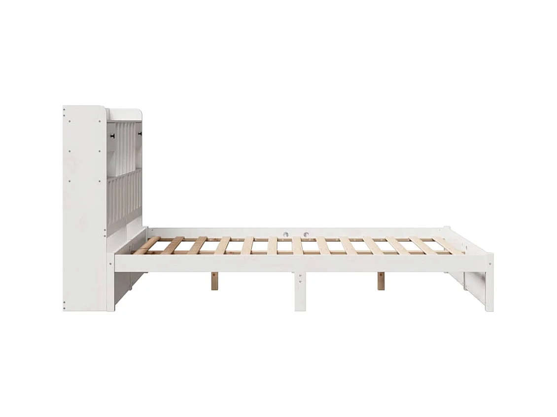 Cama biblioteca sin colchón blanca 140x190 cm madera maciza de pino