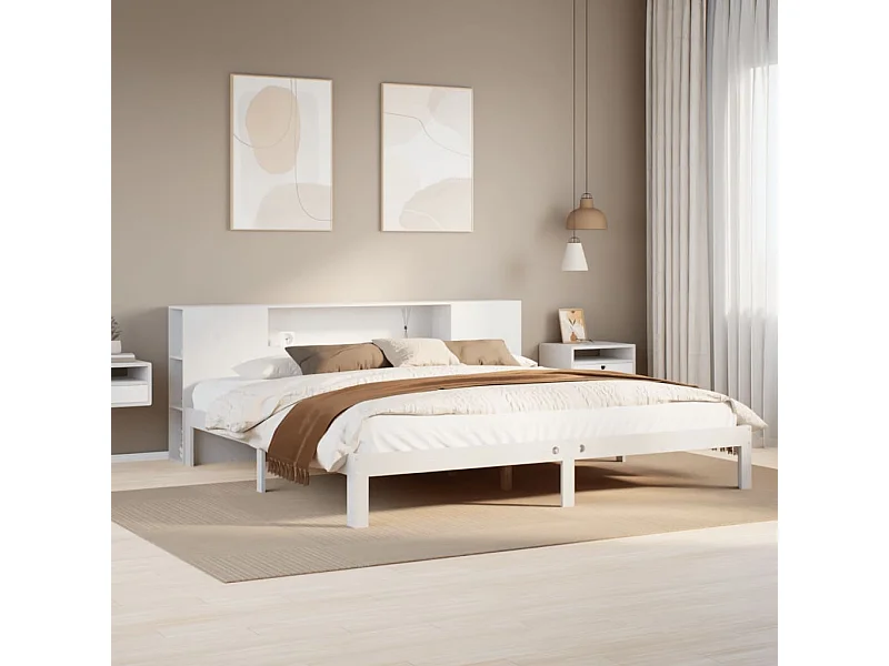 Wit boekenkastbed zonder matras 200x200 cm massief grenenhout